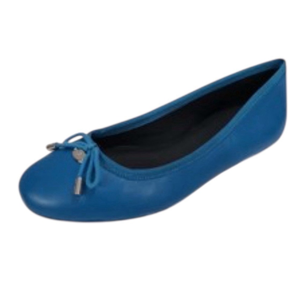 NWB COACH Lara Silk Nappa Ballet Flats Peacock Blue Leather Bow Logo‎ Size 9 - Picture 11 of 11